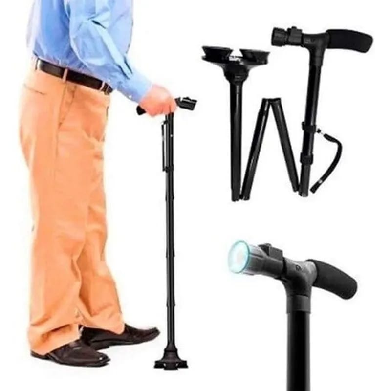 Magic Foldable Trusty Cane with Light (Black)