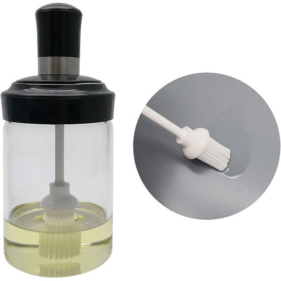 Oil Glass Dispenser Bottle With Silicone Basting Brush (250ML)