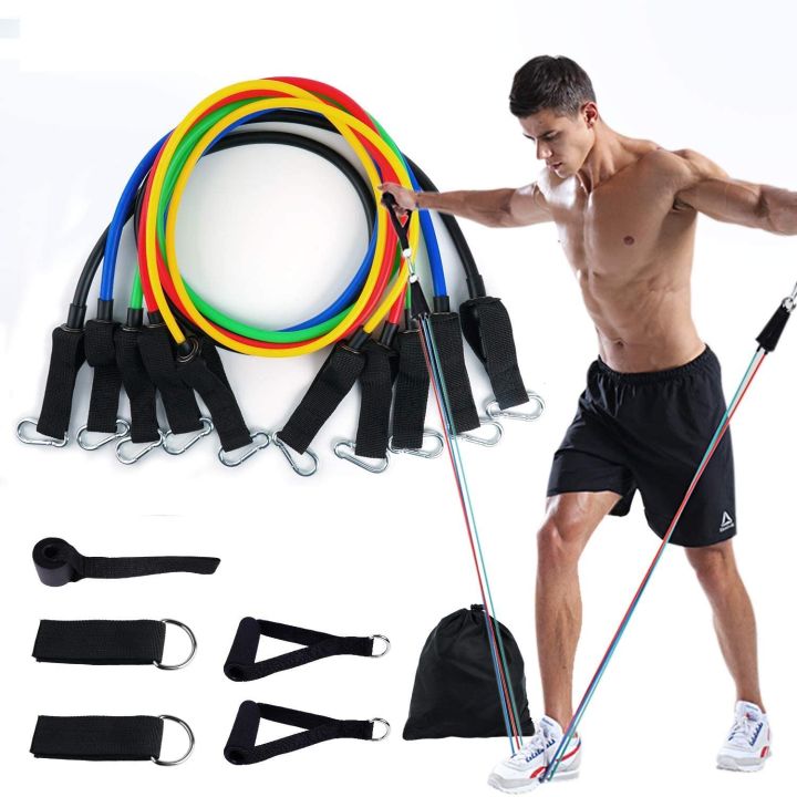 11PCS FITNESS RESISTANCE BAND SET