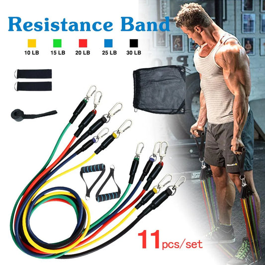 11PCS FITNESS RESISTANCE BAND SET