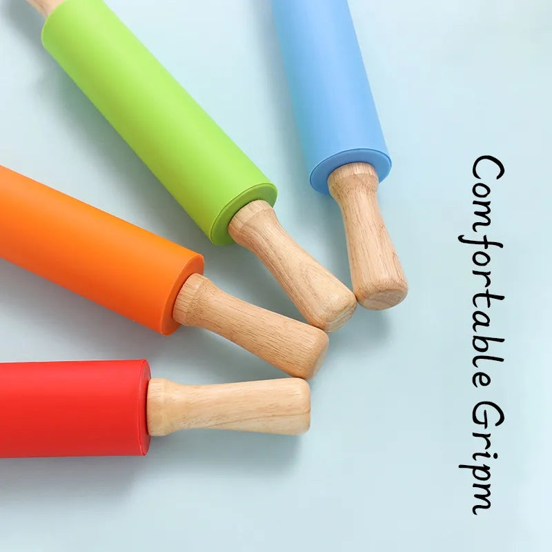 Silicone Wooden Handle Rolling Pin