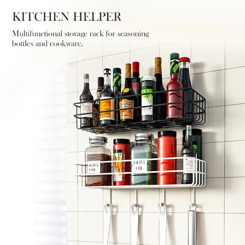 SELF-ADHESIVE IRON WALL SHELF WITH HOOK