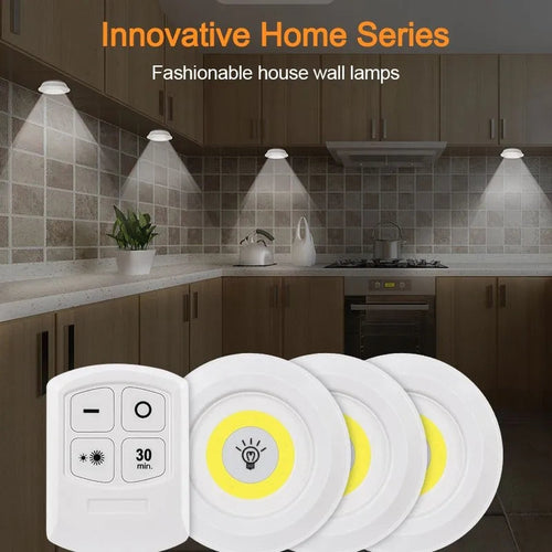 Tap LED Light With Remote Control (Pack of 3 Lights)