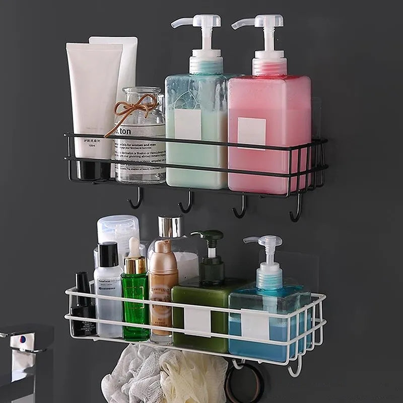 SELF-ADHESIVE IRON WALL SHELF WITH HOOK