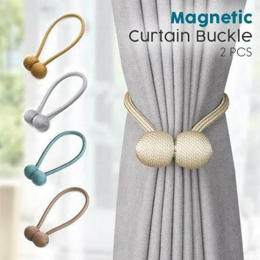2pcs Magnetic Curtain With Unique Wooden Balls