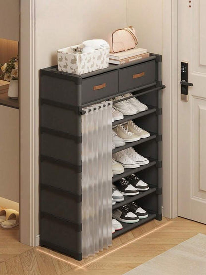 Shoe Rack With Curtain & Drawer (IMPORTED)