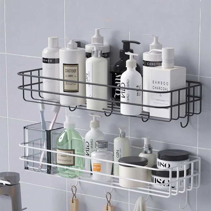 SELF-ADHESIVE IRON WALL SHELF WITH HOOK