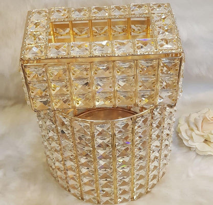 Golden Crystal Dustbin Tissue box Set