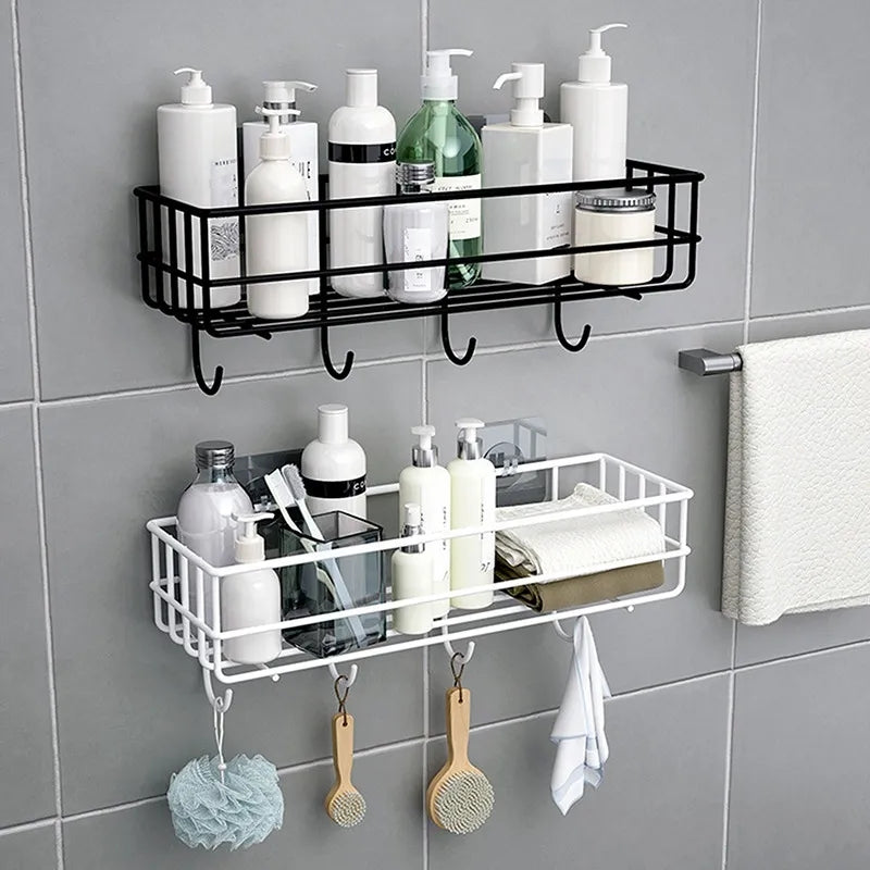 SELF-ADHESIVE IRON WALL SHELF WITH HOOK
