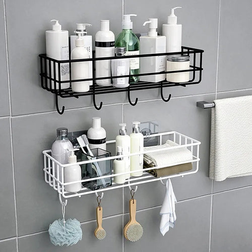 SELF-ADHESIVE IRON WALL SHELF WITH HOOK