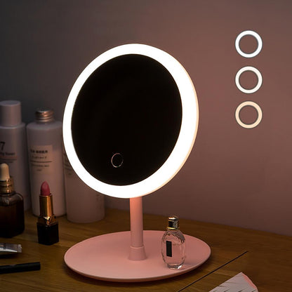 ROUND SHAPE DESKTOP LED MAKEUP MIRROR