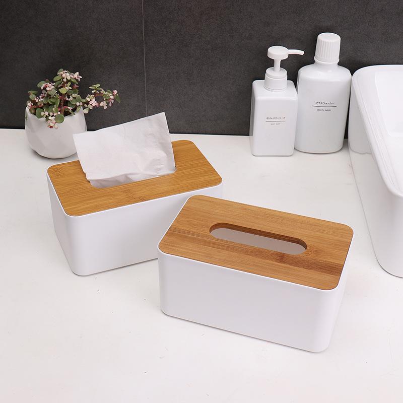Tissue Box With Bamboo Lid