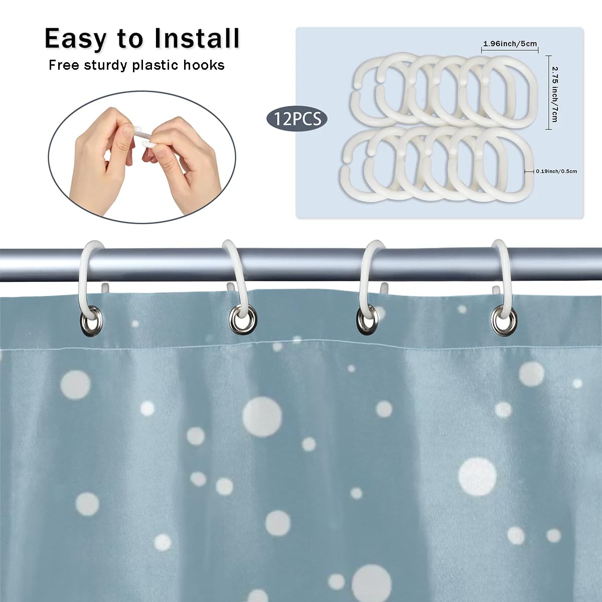 POLYSTER WATERPROOF SHOWER CURTAIN (71 X 71 INCH)
