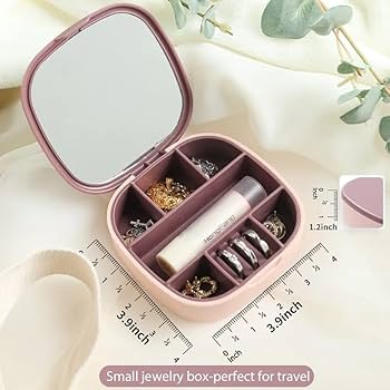 PORTABLE TRAVEL JEWELLERY BOX WITH MIRROR