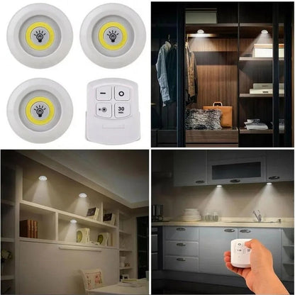 Tap LED Light With Remote Control (Pack of 3 Lights)