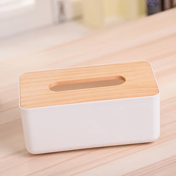Tissue Box With Bamboo Lid