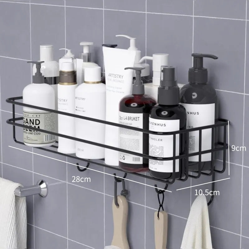 SELF-ADHESIVE IRON WALL SHELF WITH HOOK