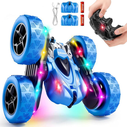 Remote Control 6-Wheel Stunt Car with Lights & Music | Double-Sided RC Car with Battery