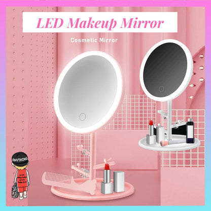 ROUND SHAPE DESKTOP LED MAKEUP MIRROR