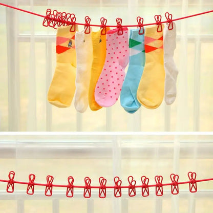 Clothes Drying Rope With 12 Clips