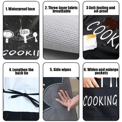 Hand-wiping kitchen Household Cooking Apron Men Women Oil-proof Waterproof (only black)