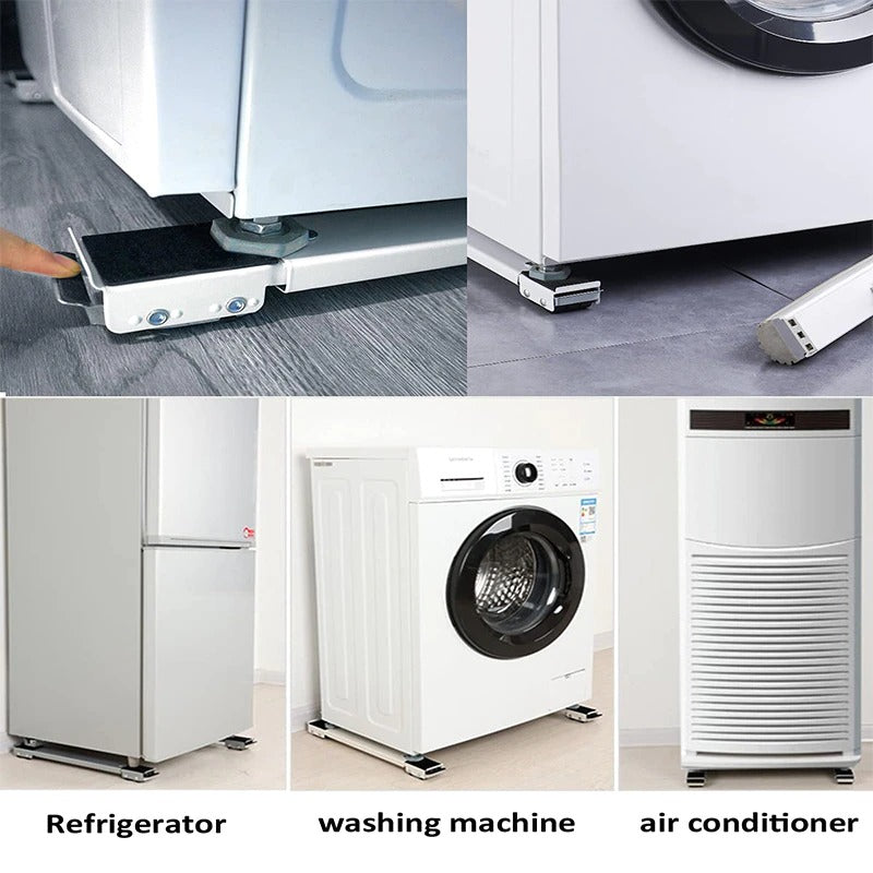 WASHING MACHINE/REFRIGERATOR BASE STAND 45-70CM ADJUSTABLE MOVABLE FREE INSTALLATION RACK (LOAD 300KG)