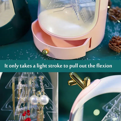 Christmas Tree Drawer Jewellery Organizer, 3 Layer Rotating Jewelry Tower, Tree Antler Shape Ring Earring Necklace Display Container, Multilayer Transparent Rotary Jewelry Box, Moon Light Exquisite Jewellery Necklace Rack