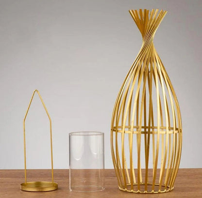 Candle Holder Gold Metal Iron Art Glass Nordic Style