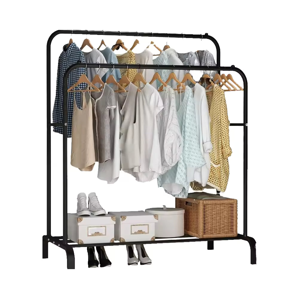 Double Pole Metal Cloth Stand | Garment & Shoes Organizer