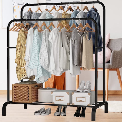Double Pole Metal Cloth Stand | Garment & Shoes Organizer