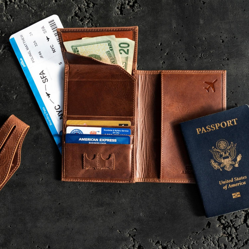 SLIM LEATHER TRAVEL PASSPORT WALLET