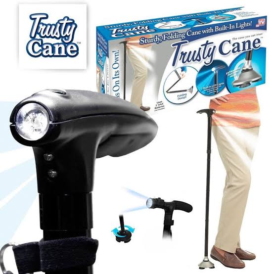Magic Foldable Trusty Cane with Light (Black)
