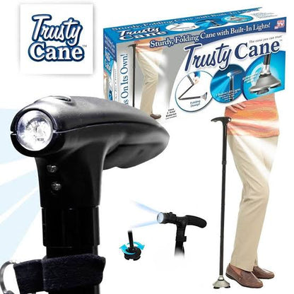 Magic Foldable Trusty Cane with Light (Black)