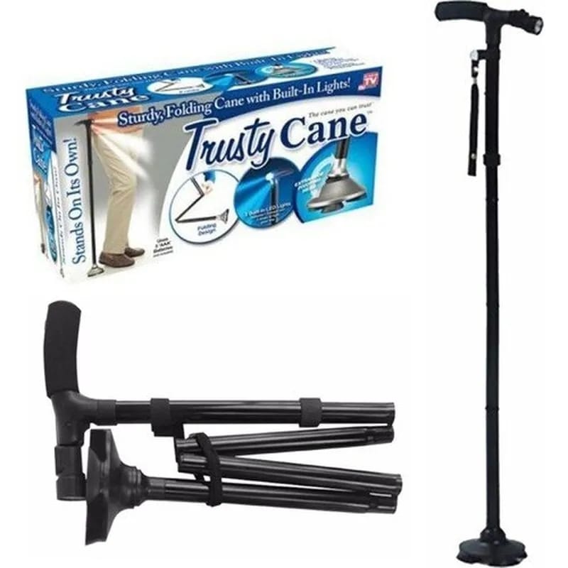 Magic Foldable Trusty Cane with Light (Black)