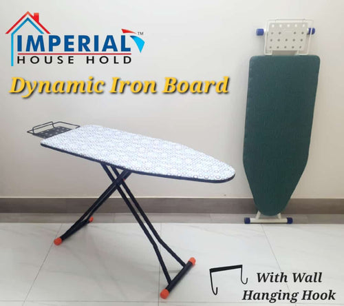 Foldable Deluxe Ironing Board with Big Steam Iron Station Holder
