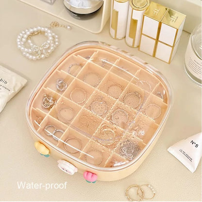 Jewelry Organizer Boxes Plastic Storage Box Grid Double Layer