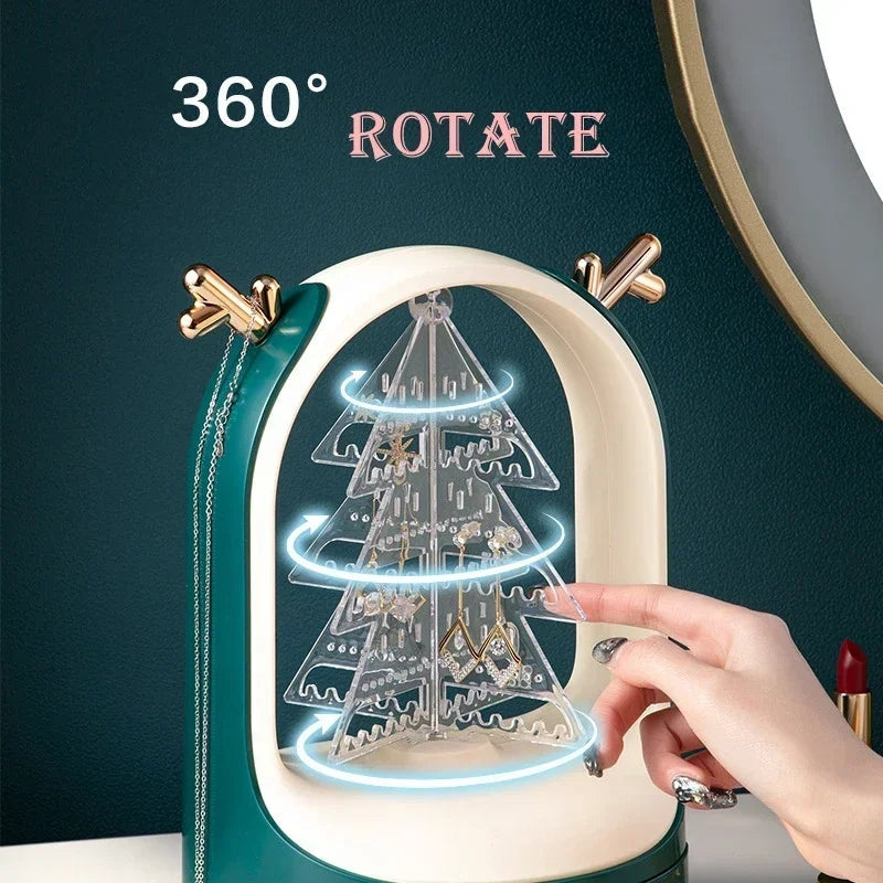 Christmas Trees Swivel Earring Holder with Drawer