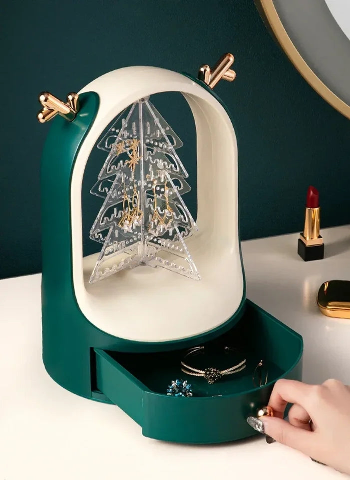 Christmas Trees Swivel Earring Holder with Drawer