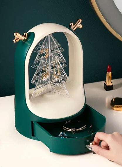 Christmas Trees Swivel Earring Holder with Drawer