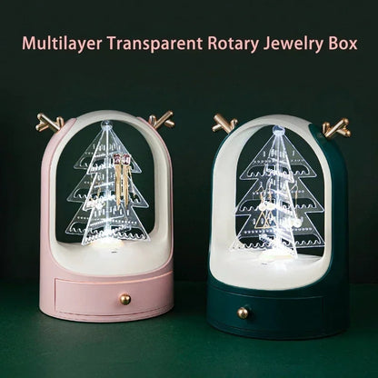 Christmas Trees Swivel Earring Holder with Drawer