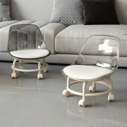 TRANSPARENT HEAVY DUTY MOVEABLE CHAIR WITH WHEELS