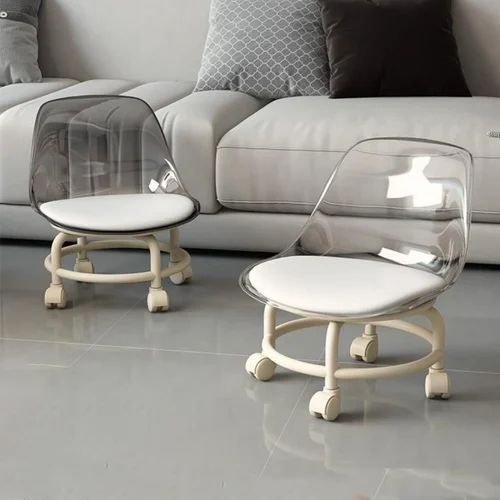 TRANSPARENT HEAVY DUTY MOVEABLE CHAIR WITH WHEELS
