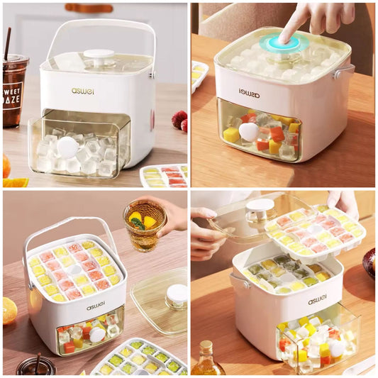 EASY PRESS ICE CUBE BUCKET WITH TONG