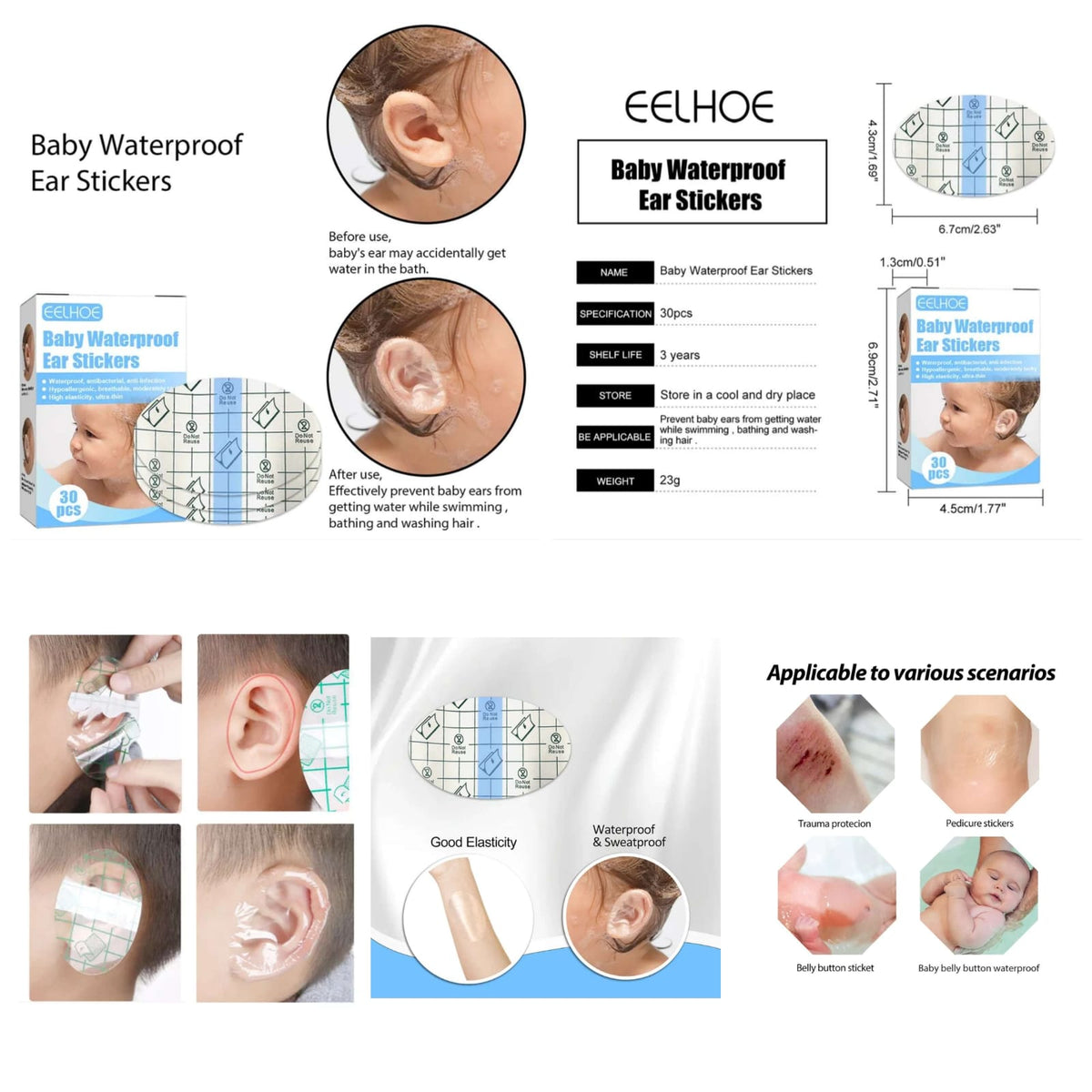 CHILD EAR PROTECTOR WATERPROOF STICKER