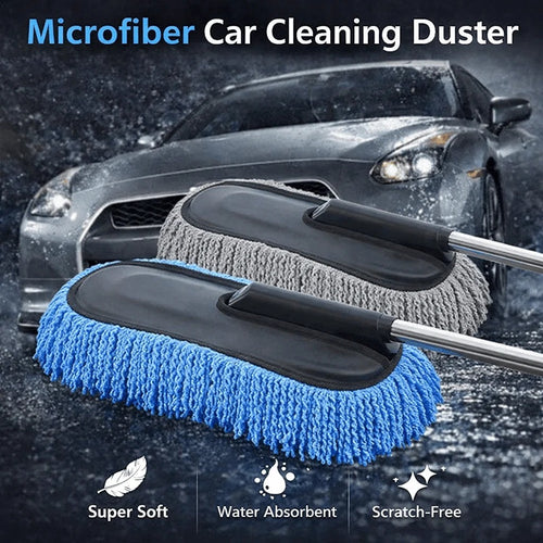 Reference photo of blue and grey microfiber car cleaning dusters