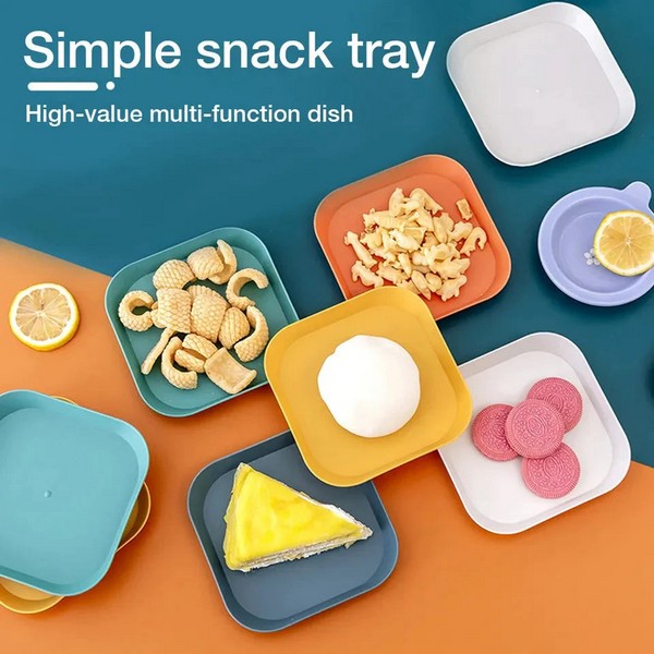 Square Serve Snack Plate Set With Plastic Holder – Luxury Goods