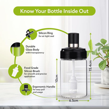Oil Glass Dispenser Bottle With Silicone Basting Brush (250ML)