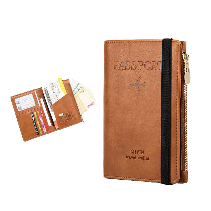 SLIM LEATHER TRAVEL PASSPORT WALLET