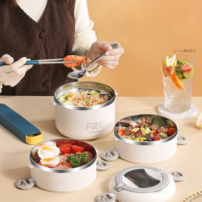 Stainless steel 2 layer lunch box with thermal bag