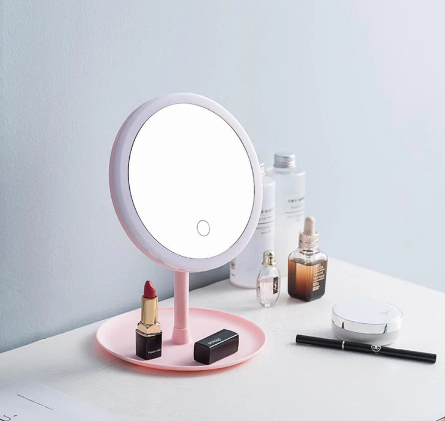 ROUND SHAPE DESKTOP LED MAKEUP MIRROR
